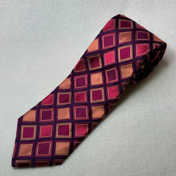 TED‎ BAKER London Mens 100% Silk 60”x3”  Necktie Designer EUC Pinks/Coral Tie - Picture 1 of 6